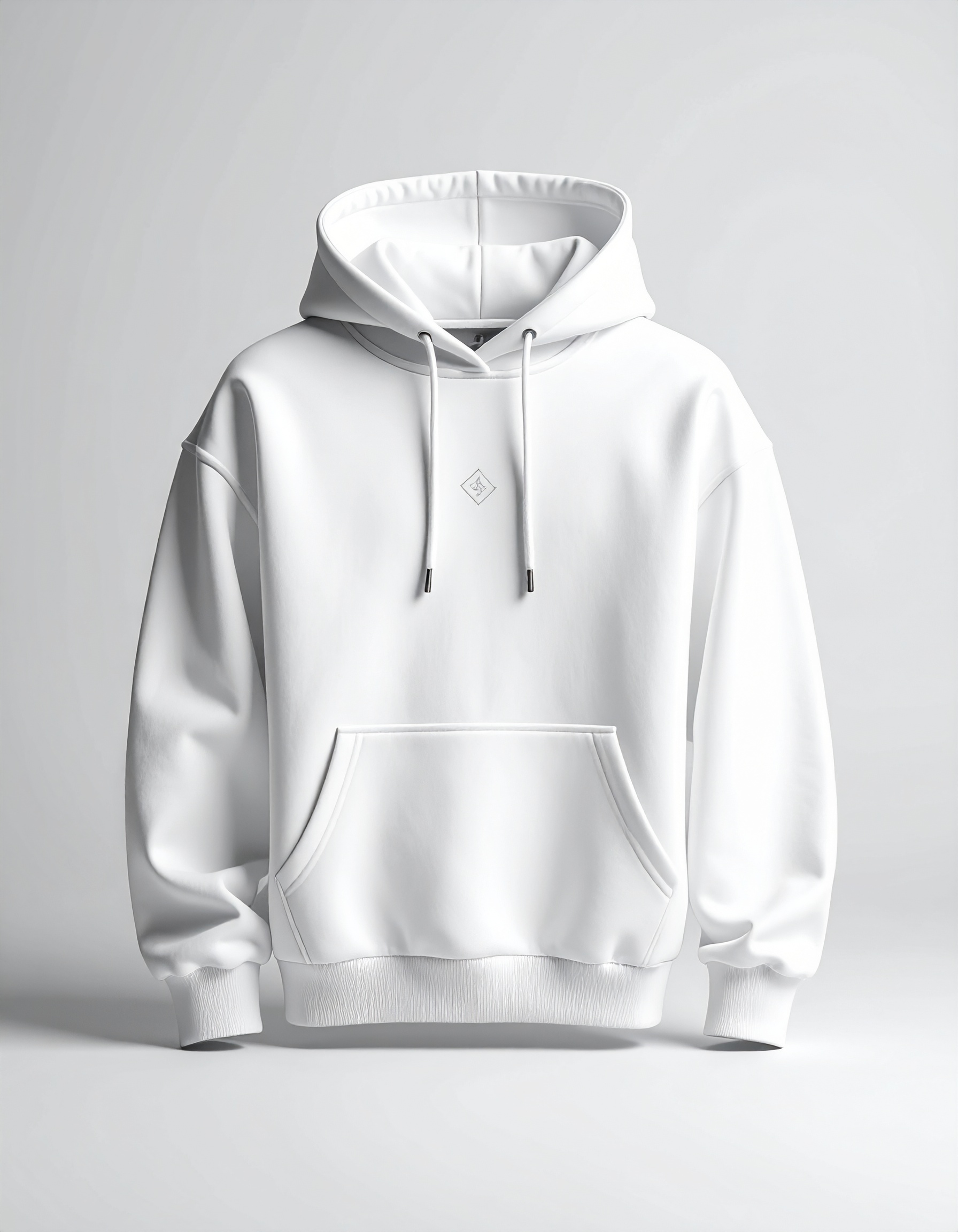 White Hoodie on Light Neutral Background